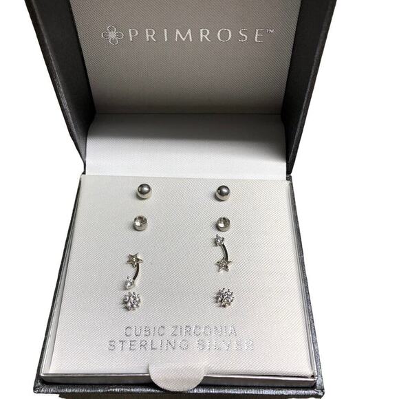 Primrose Sterling Silver Earrings Cubic Zirconia 4PK NWT - Picture 1 of 4